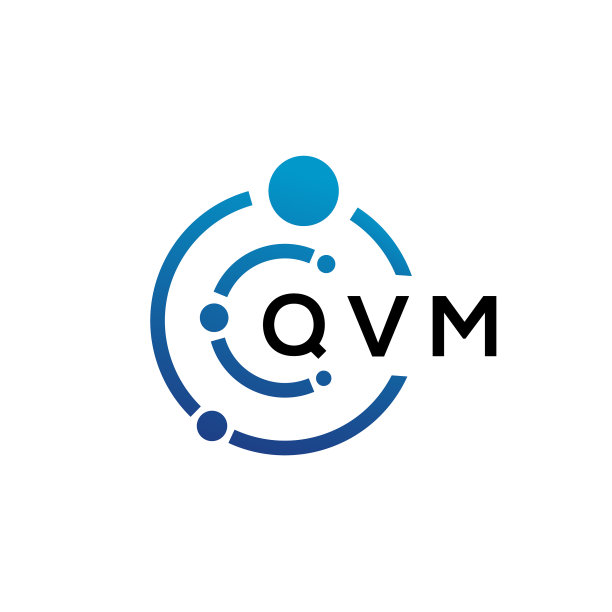 白色背景上的QVM字母科技标志设计图片下载