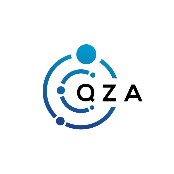 白色背景上的QZA字母科技标志设计图片下载