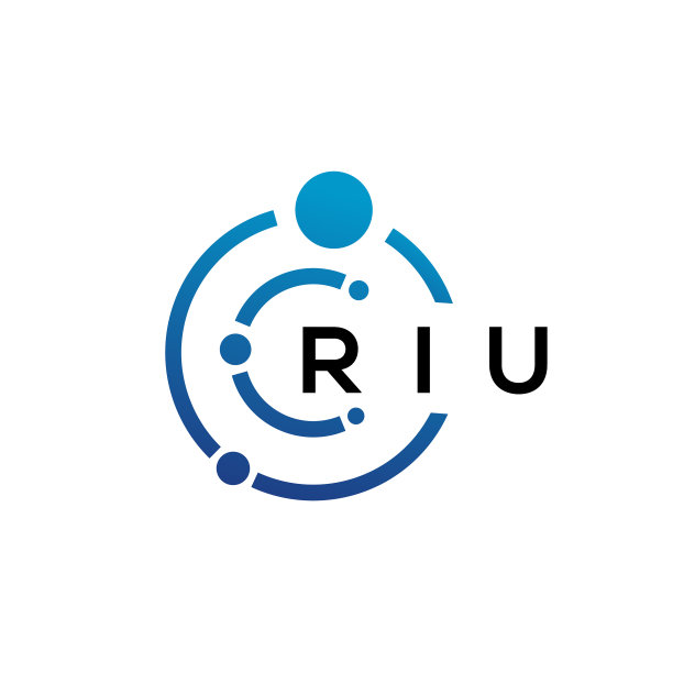 白色背景上的RIU字母技术Logo设计图片下载
