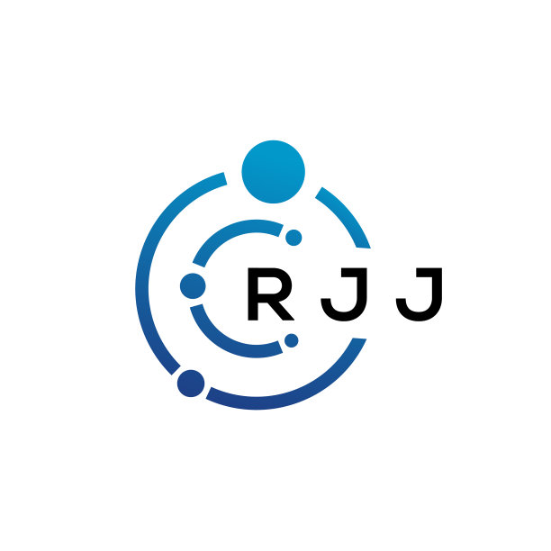 白色背景上的rjj字母科技logo设计图片下载