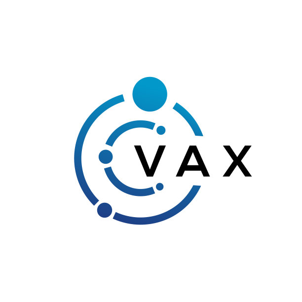 白色背景上的VAX字母科技标志设计图片下载