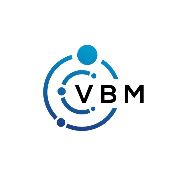 白色背景上的VBM字母科技标志设计图片下载
