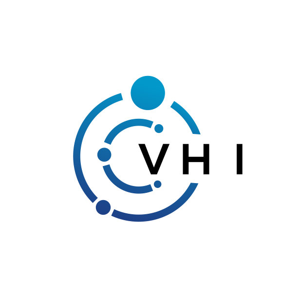 白色背景上的VHI字母科技Logo设计图片下载