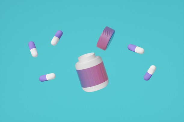 药瓶和胶囊渲染3D图片下载