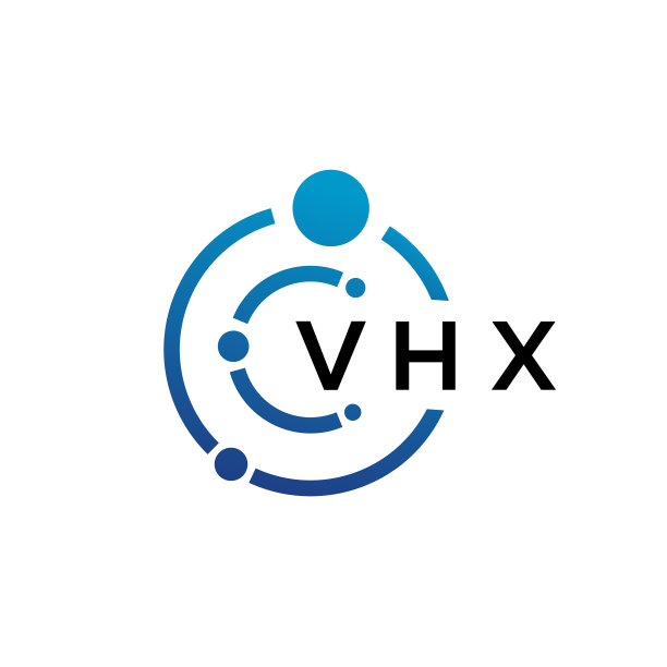 白色背景上的VHX字母科技标志设计图片下载