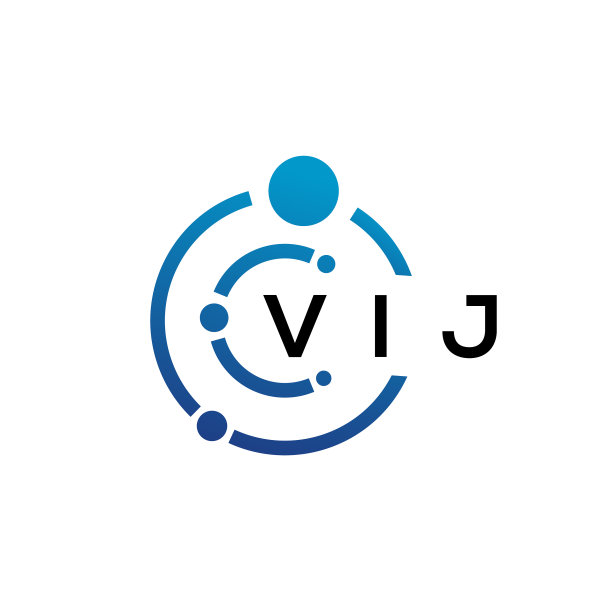 白色背景上的VIJ字母科技logo设计图片下载