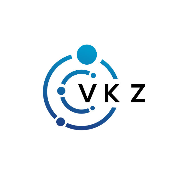 白色背景上的VKZ字母科技标志设计图片下载