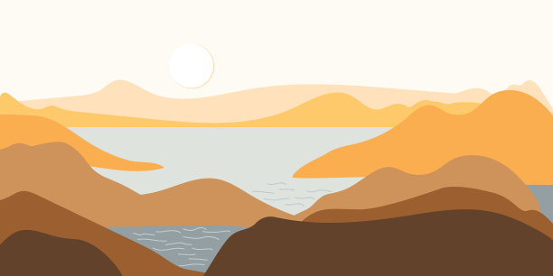 抽象景观海报在棕色黄色的颜色图片下载