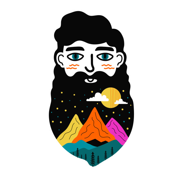 人头上抽象的彩山彩云图片下载