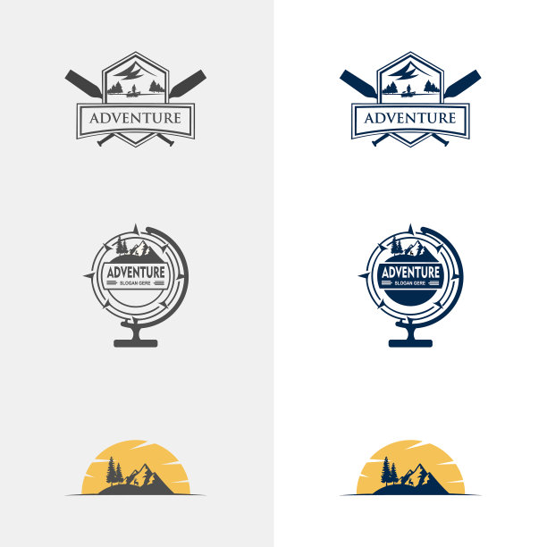 山地冒险户外徽章标志图标设计图片下载