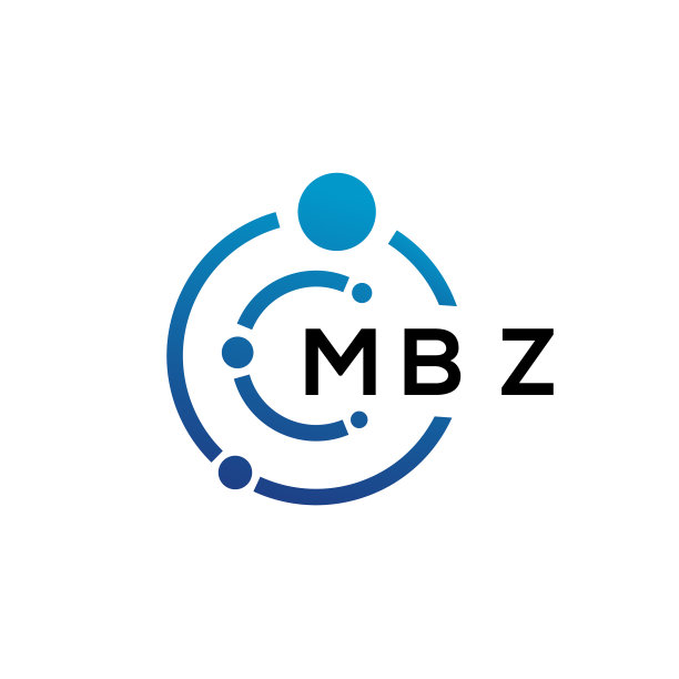 白色背景上的MBZ字母科技Logo设计图片下载
