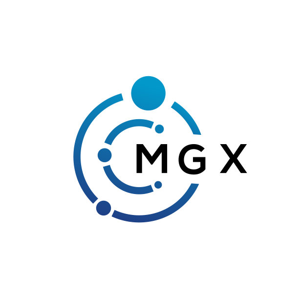 白色背景上的MGX字母科技标志设计图片下载