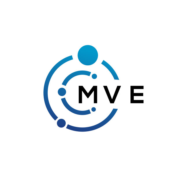 白色背景上的MVE字母科技标志设计图片下载