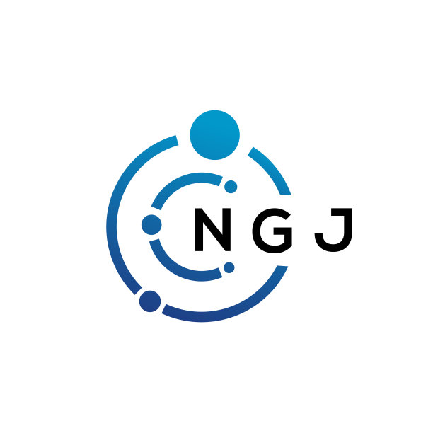 白色背景上的NGJ字母科技标志设计图片下载