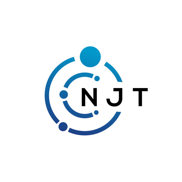 白色背景上的NJT字母科技Logo设计图片下载