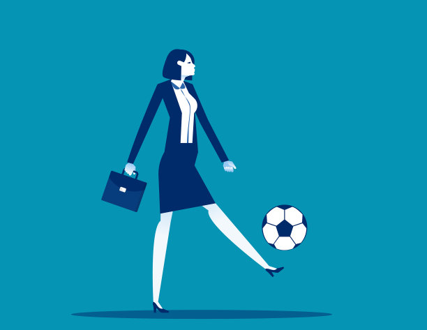 年轻的女商人玩足球生意图片下载