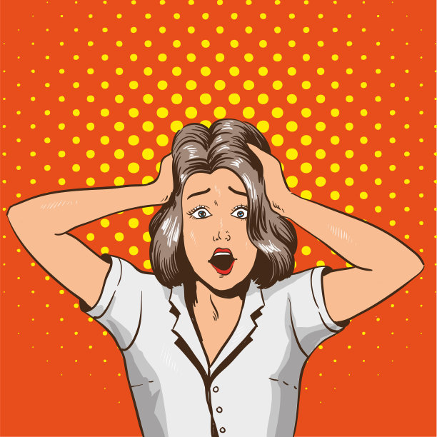 恐慌中的女人在波普艺术中强调复古风格图片下载