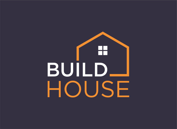 简单的文字标记用线条艺术风格建造房屋设计。居家建筑抽象设计灵感。图片下载