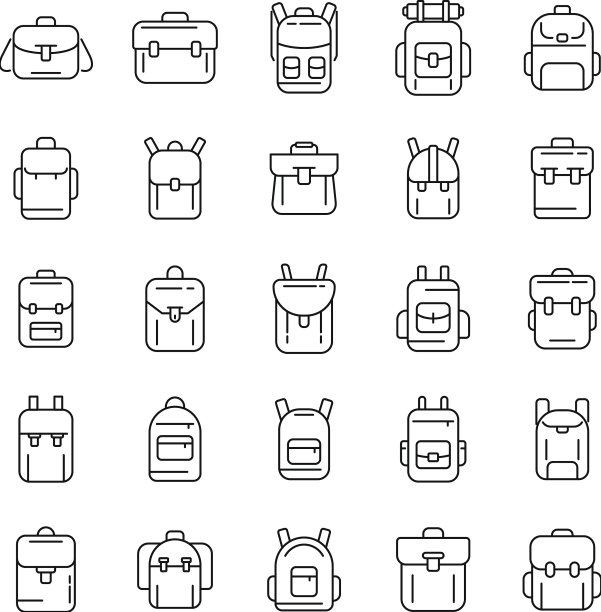 背包和包轮廓图标设置图片下载