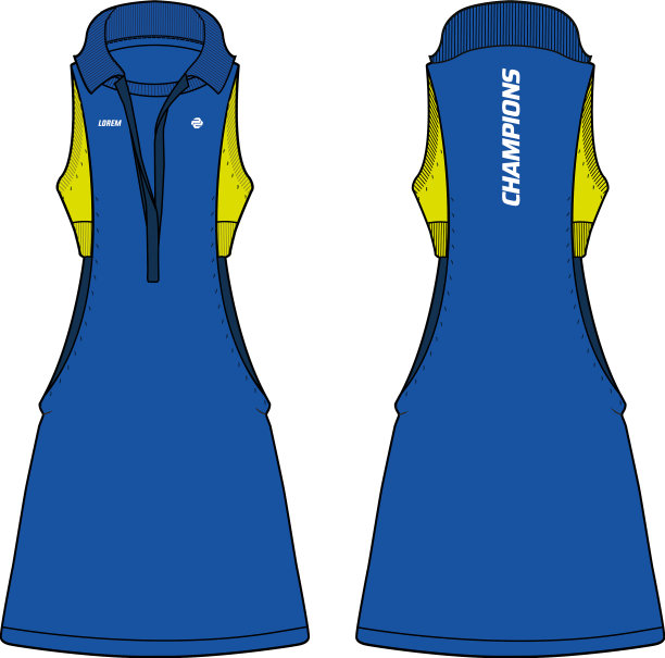 女子无袖开衩polo领网球裙图片下载