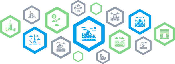 旅游地标色彩图标横幅设计埃及图片下载