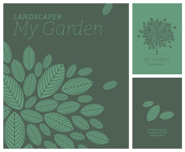 图形身份苗圃，庭园，园丁，花店，室内装饰。标志、象形、符号、图案创造其品牌及其传播媒介。图片下载