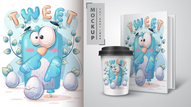 卡通可爱的人物动物鸟鸽子与蛋图片下载