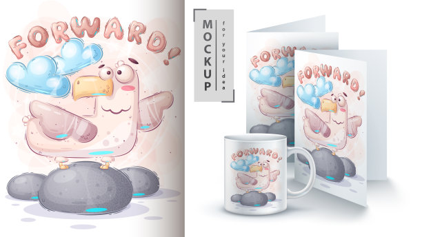 卡通可爱的动物鸟海鸥图片下载