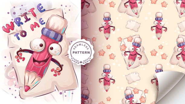 铅笔书写信件-无缝模式图片下载