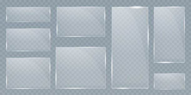 安装玻璃板。矢量玻璃横幅上的透明背景。玻璃。玻璃画。颜色帧。向量图片下载