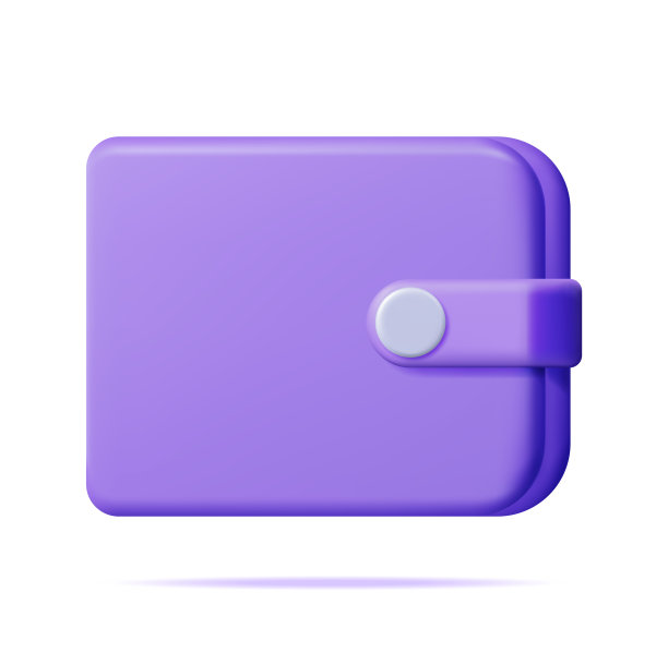 3D紫色皮革钱包隔离。图片下载