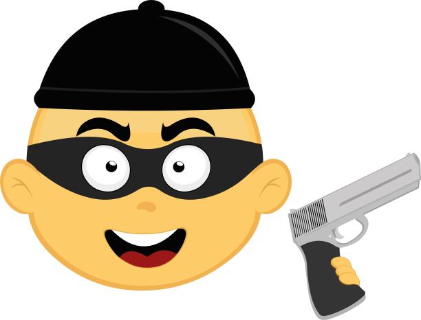 矢量表情黄色卡通劫匪手枪图片下载