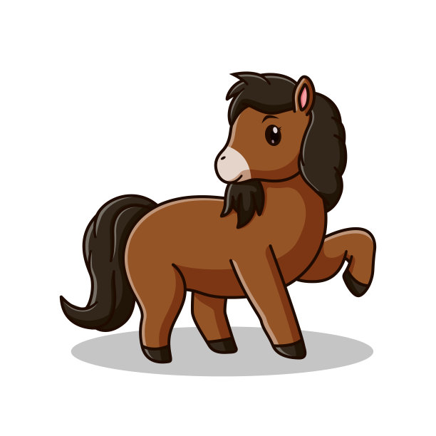 可爱的马卡通孤立在白色背景。马图标的概念。平的卡通风格。适合网页登陆页，横幅，传单，贴纸，卡片图片下载