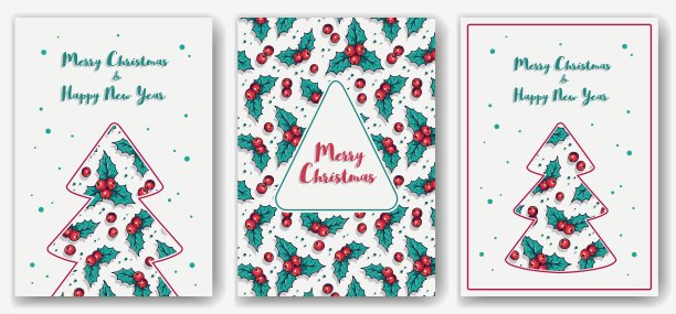 圣诞卡冬青新年假期图片下载