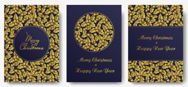 圣诞卡冬青新年假期图片下载