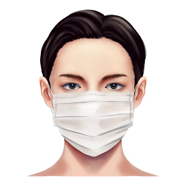 一个戴面具的人的正面的插图光栅材料图片下载
