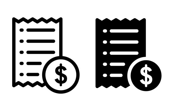 付款和账单发票图标。发票票据文件图标。交易纸清单符号。发票行图标。订单列表。矢量插图。图片下载