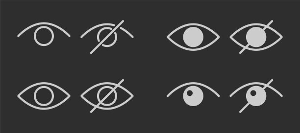 密码隐藏图标设置。数据私隐及敏感内容的图标。矢量图图片下载