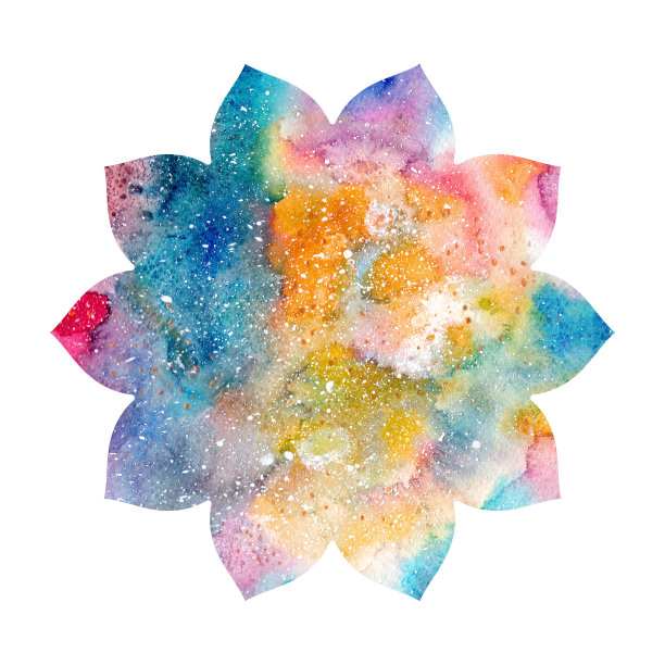 花卉剪影和彩色斑点的抽象艺术背景图片下载