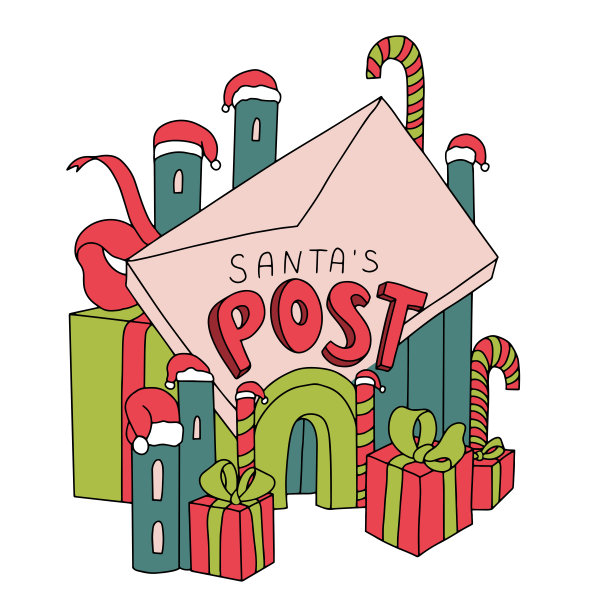 圣诞老人的邮局插图孤立在白色背景上。图片下载