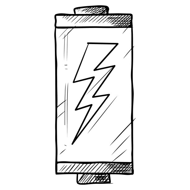 手绘电池充电隔离在白色背景。矢量插图。图片下载