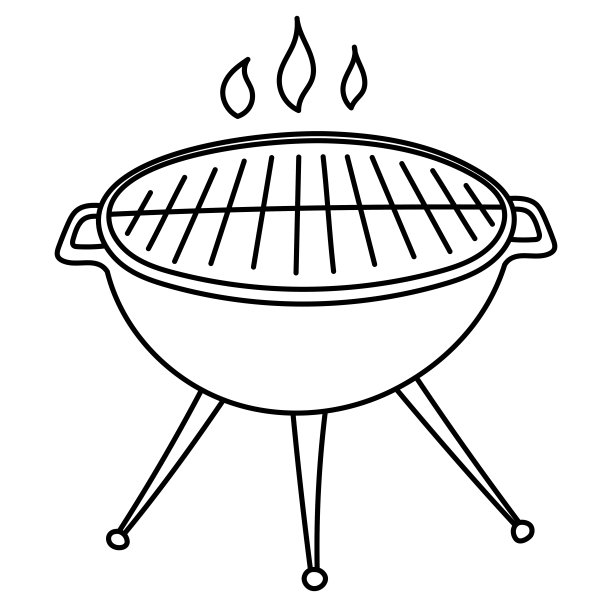 烧烤肉类油炸设备。可编辑轮廓描边厚度。矢量图标。图片下载