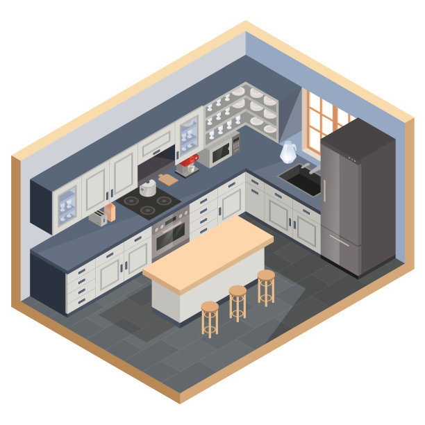 等距的厨房图片下载