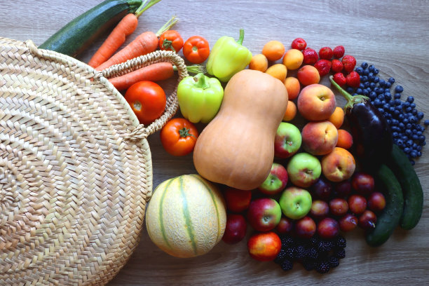 草编袋和健康食品图片下载