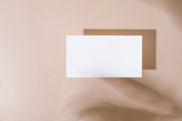 模板纸与绿色植物阴影在柔和的米色背景，伟大的设计，任何目的。抽象的背景。旗帜模板。广告图片下载