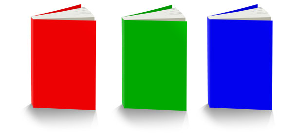 三RGB平装书空白模板红色，绿色和蓝色表示布局和设计。图片下载
