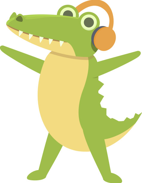 鳄鱼听音乐图标卡通可爱图片下载