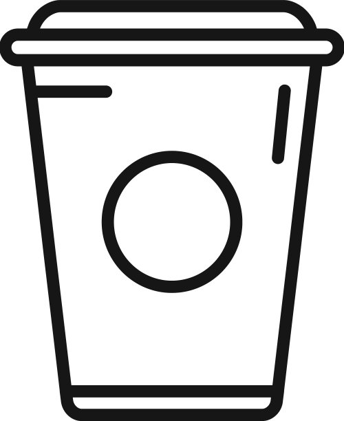 卡通咖啡杯环保袋轮廓图标图片下载