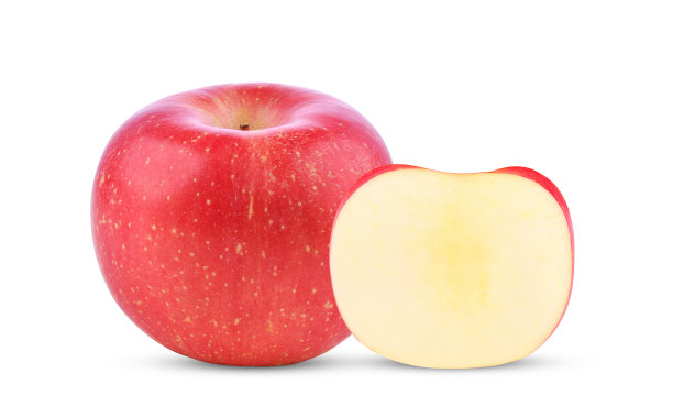 整个新鲜的红苹果，白苹果上只放一片图片下载