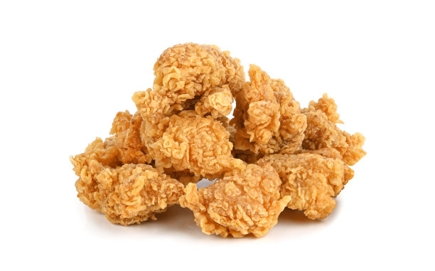 油炸爆米花鸡孤立在白色图片下载